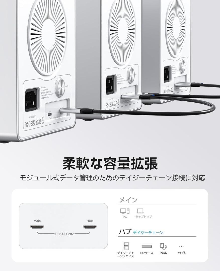 ORICO HDDケース 4台 デイジーフェイス機能付き USB 3.2 Gen 2 10Gbps 2.5/3.5インチ HDD ケース 22TB*4 大容量 _画像8