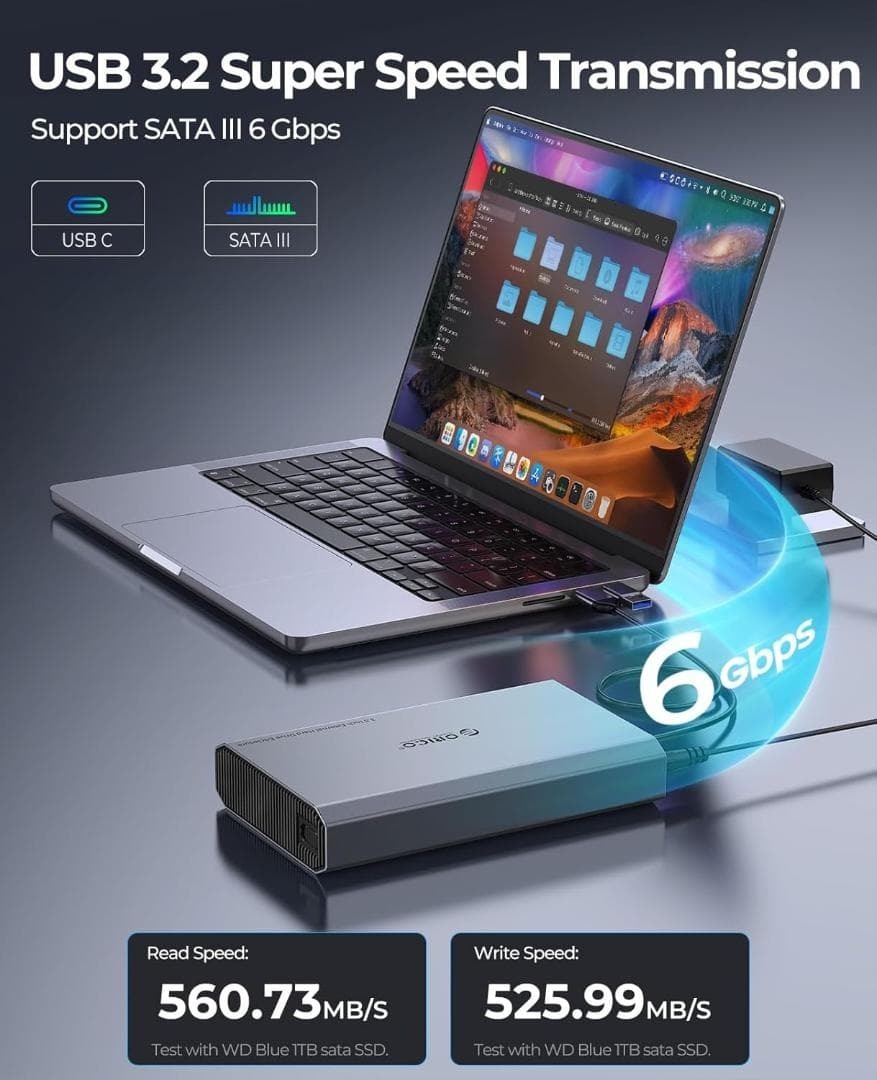 ORICO 3.5インチ HDD ケース 6Gbps USB 3.2 Gen 2 外付けハードディスクケース アルミ 3.5インチ HDD 外付けケース サポート3.5/2.5イン_画像4