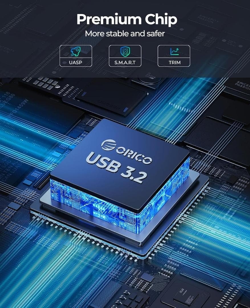 ORICO 3.5インチ HDD ケース 6Gbps USB 3.2 Gen 2 外付けハードディスクケース アルミ 3.5インチ HDD 外付けケース サポート3.5/2.5イン_画像7