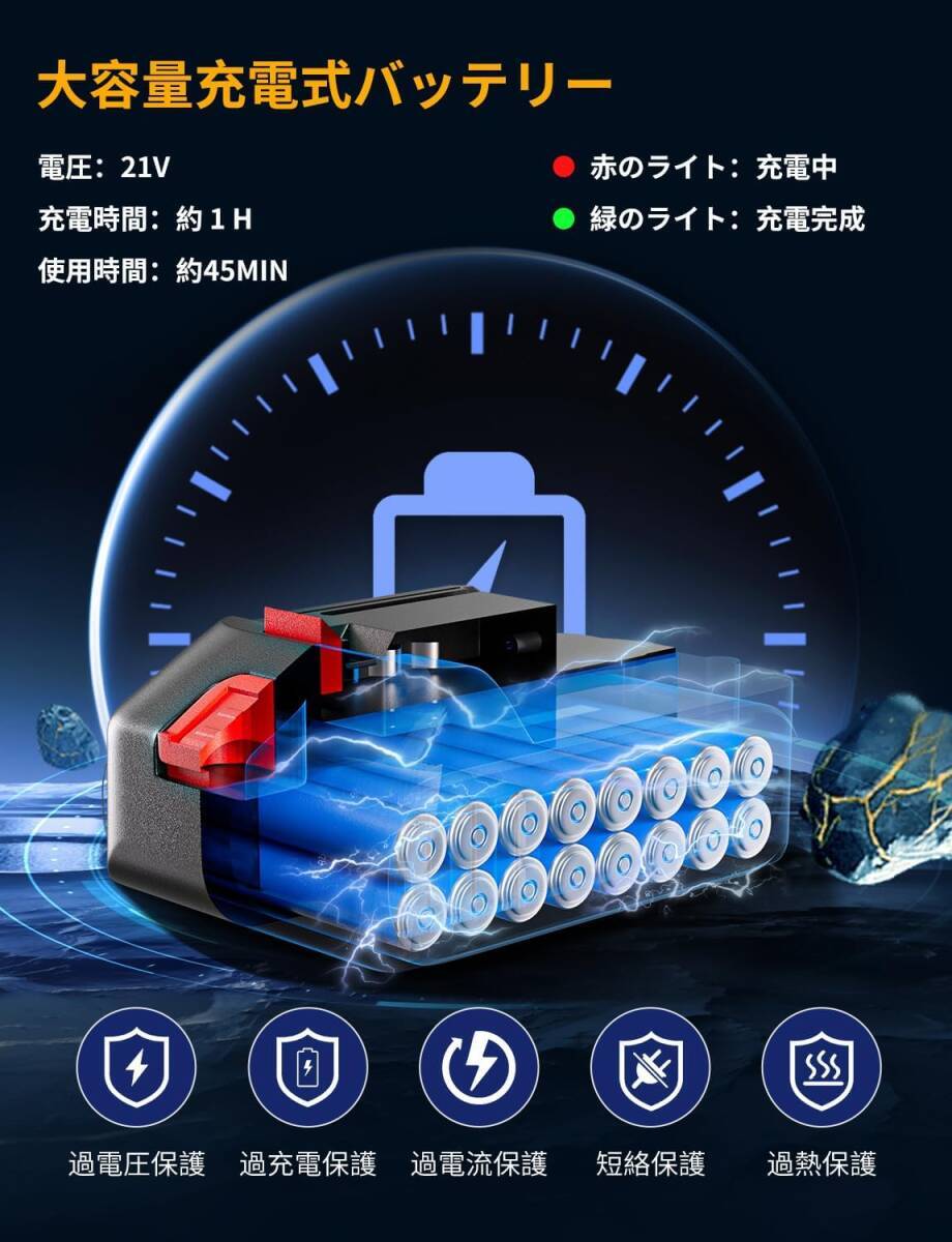 チェーンソー 充電式 21v 3.0Ahバッテリー2個 6インチ小型 電動チェーンソー 充電式チ ェーンソー 家庭用 ミニチェー ンソー 片手_画像5