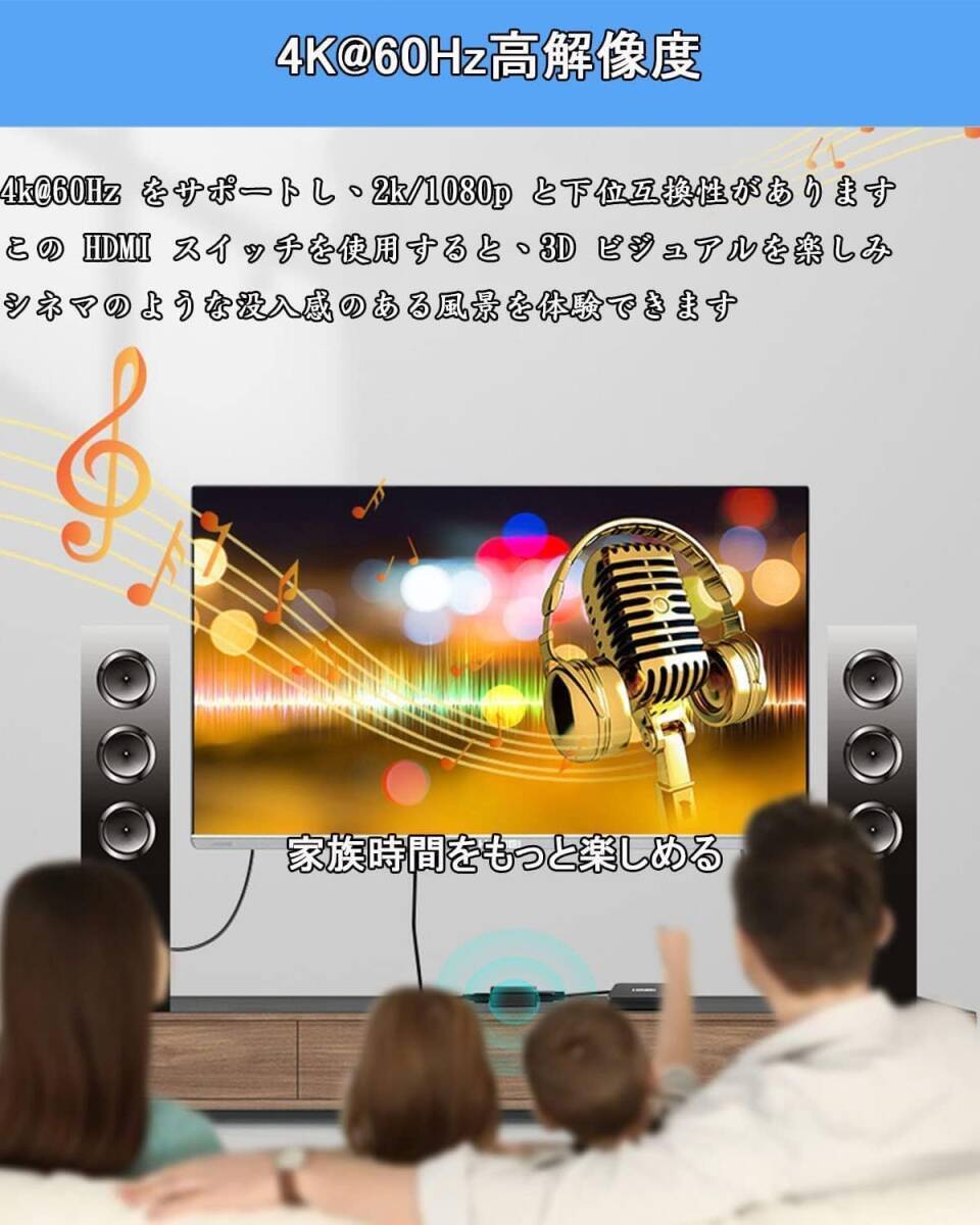 HDMI 分配器 1入力2出力【4K 60Hz安定版】HDMI スプリッター 2画面 同時出力 3D 1080P_画像6
