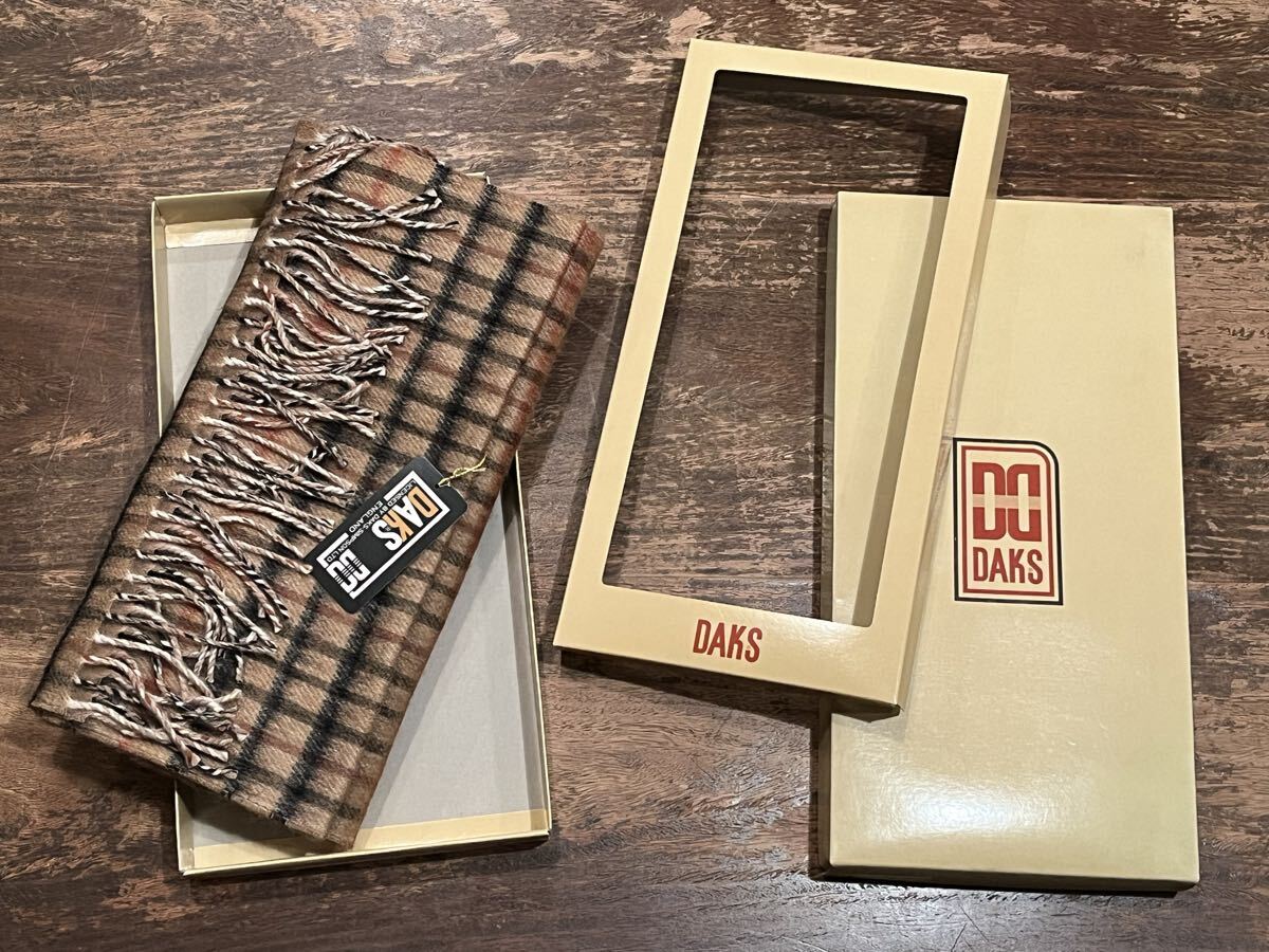 【未使用・長期保管品】DAKS ダックス マフラー チェック柄 毛100% カシミア入り ENGLAND 川辺(株) OMU KAWABE_画像2