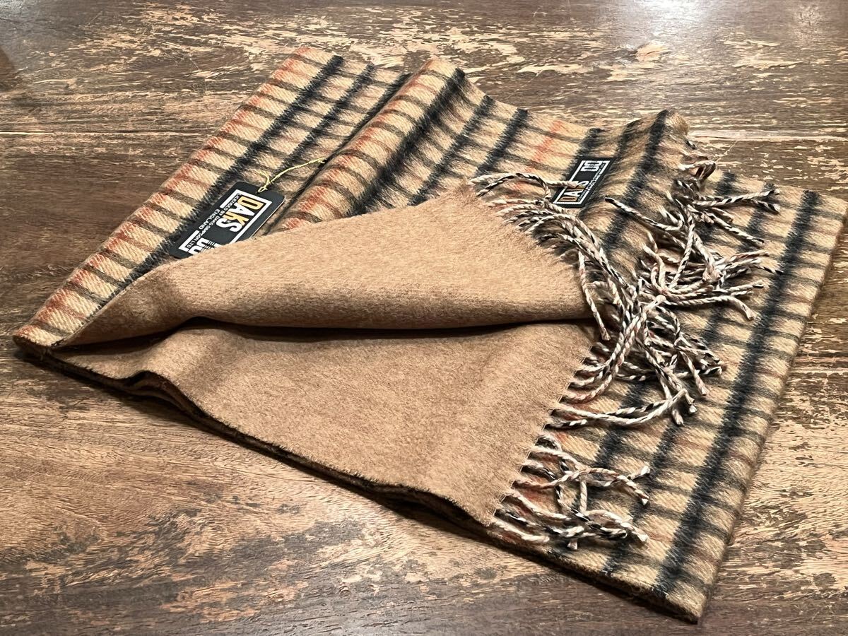 【未使用・長期保管品】DAKS ダックス マフラー チェック柄 毛100% カシミア入り ENGLAND 川辺(株) OMU KAWABE_画像4
