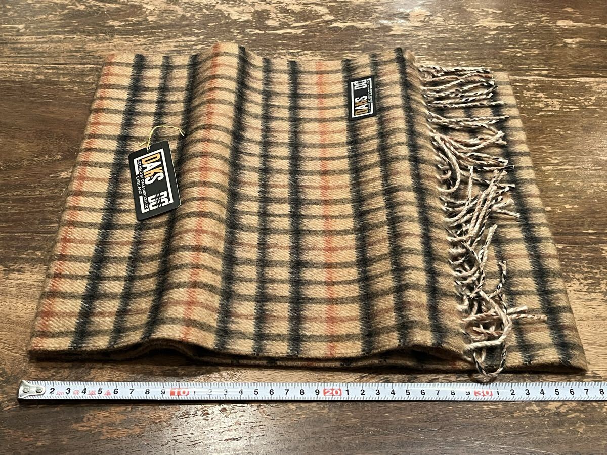 【未使用・長期保管品】DAKS ダックス マフラー チェック柄 毛100% カシミア入り ENGLAND 川辺(株) OMU KAWABE_画像9