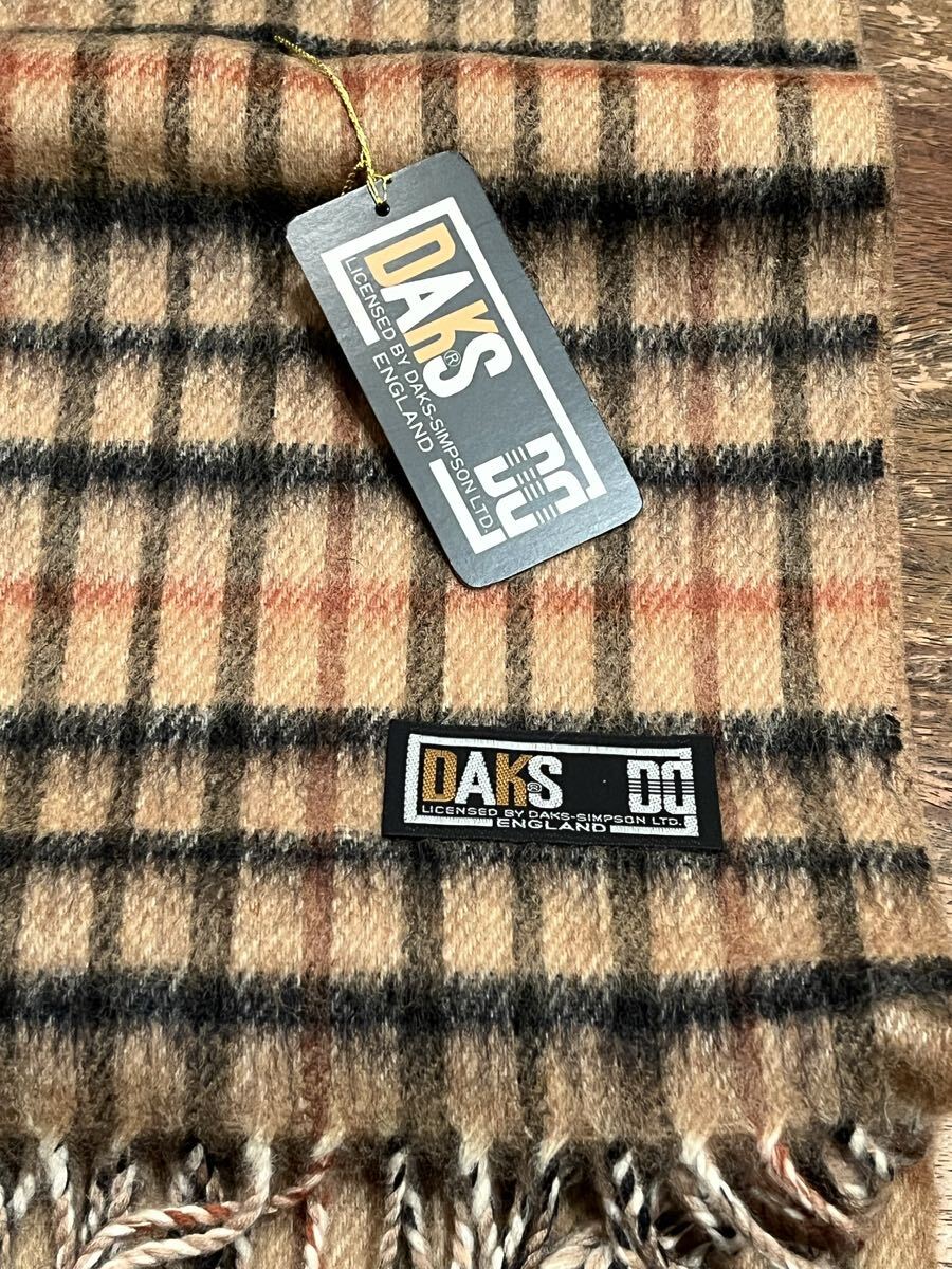 【未使用・長期保管品】DAKS ダックス マフラー チェック柄 毛100% カシミア入り ENGLAND 川辺(株) OMU KAWABE_画像6