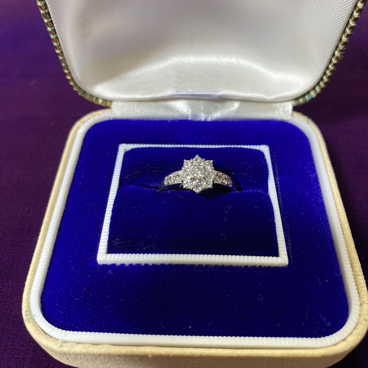 (O) Pt900 プラチナ900 指輪 リング 総重量約3.40g 0.50ct 11〜12号サイズ うぶだし うぶ_画像1