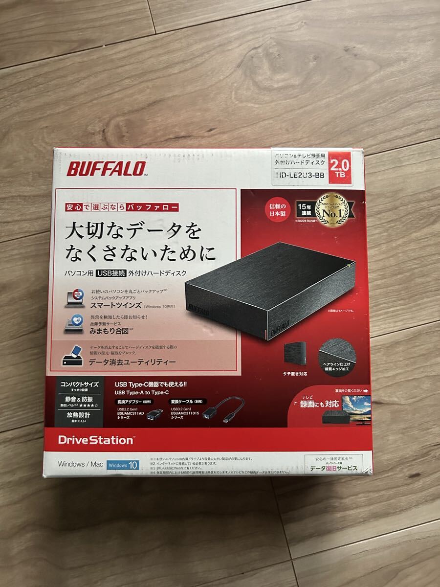 BUFFALO バッファロー HD-LE2U3-BB 製USB外付けハードディスク ブラック2.0TB_画像1