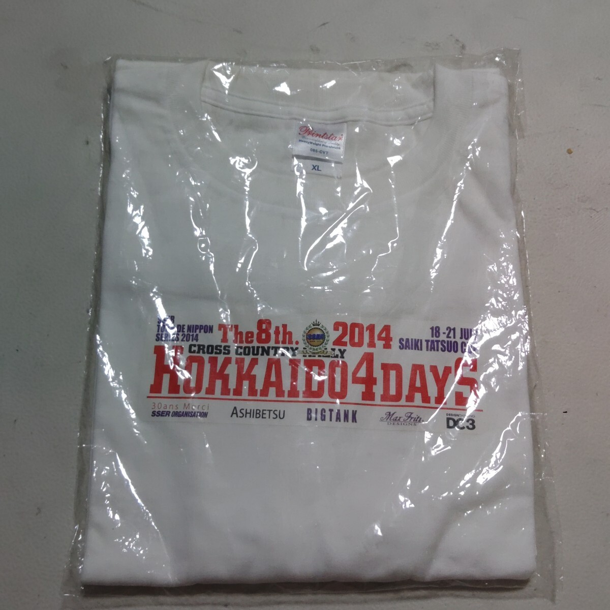 2014年開催SSER主催北海道4DAYSラリー参加者記念 Tシャツ　サイズXL　新品未使用未開封品 　白　ラリー　コマ図ツーリング　_画像1