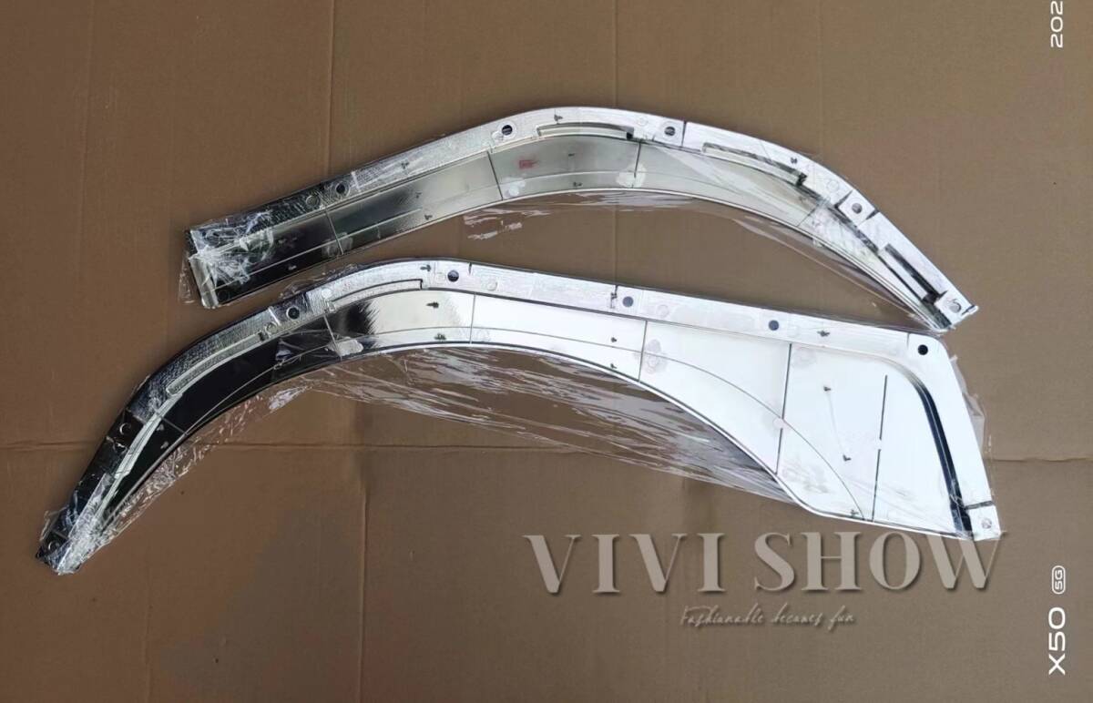 三菱ふそう ファイター メッキ オーバー フェンダー シールド ショートキャブ 寝台なし車用 左右セット 交換タイプsto138_画像2