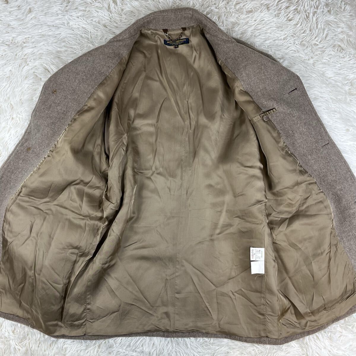 希少XL相当 モヘア混【BROOKSBROTHERS ブルックスブラザーズ】ステンカラーコート キャメル メルトン ウールジャケット チェスター 厚手 _画像8