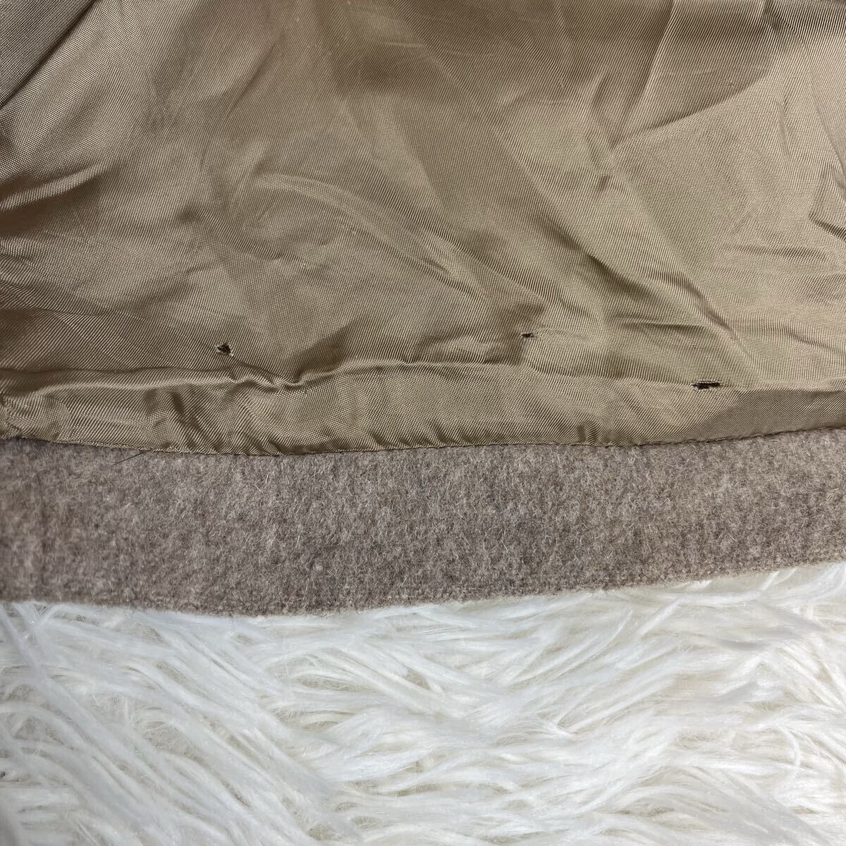 希少XL相当 モヘア混【BROOKSBROTHERS ブルックスブラザーズ】ステンカラーコート キャメル メルトン ウールジャケット チェスター 厚手 _画像10
