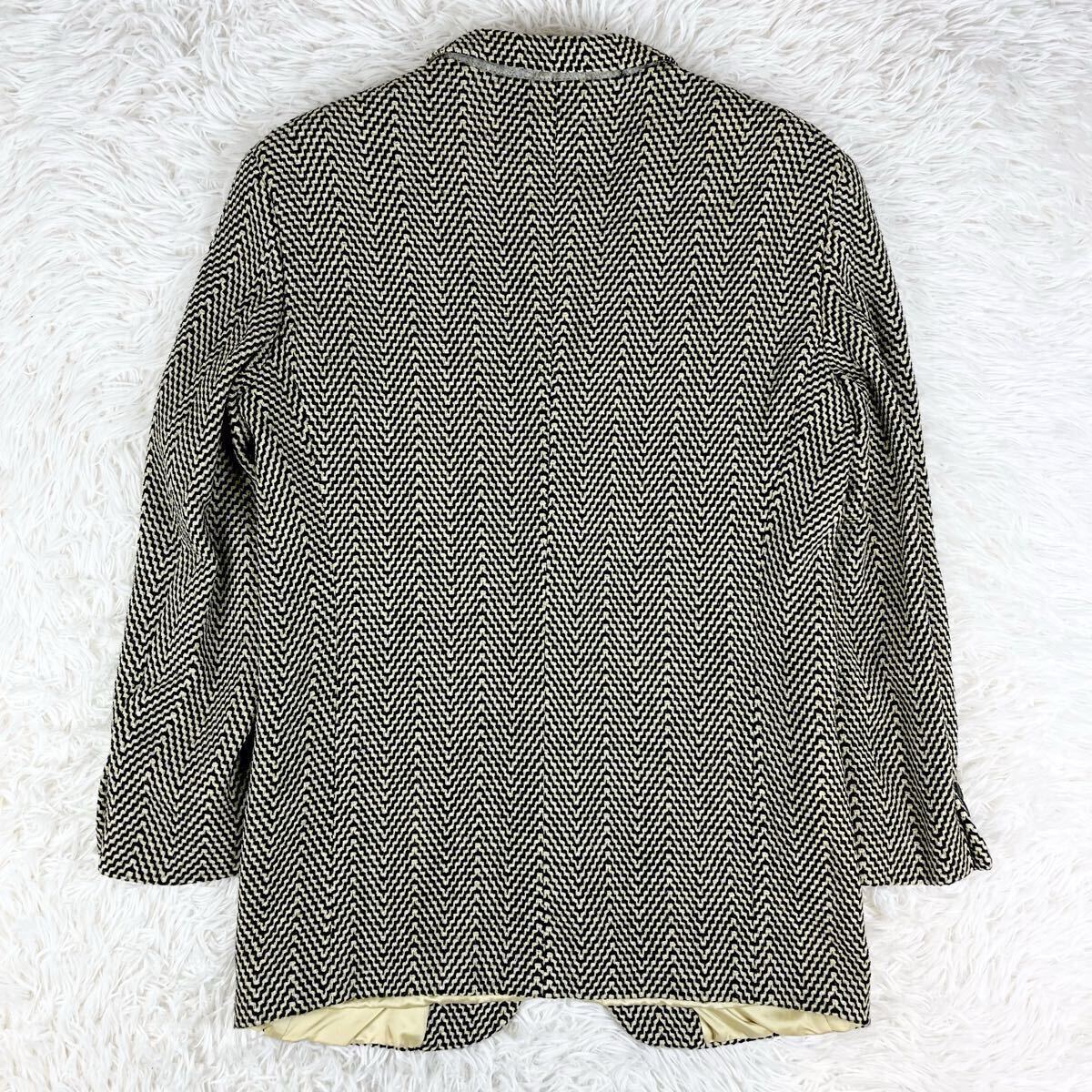 美品/希少ヘリンボーン柄◎裏地派手◎【エンポリオアルマーニ EMPORIO ARMANI】テーラードジャケット 2B 総柄 46サイズ イタリア製 ウール_画像5