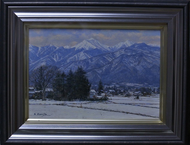 ふるさと信州 『安曇野冬景色』SM　上條けい【真作】_画像2