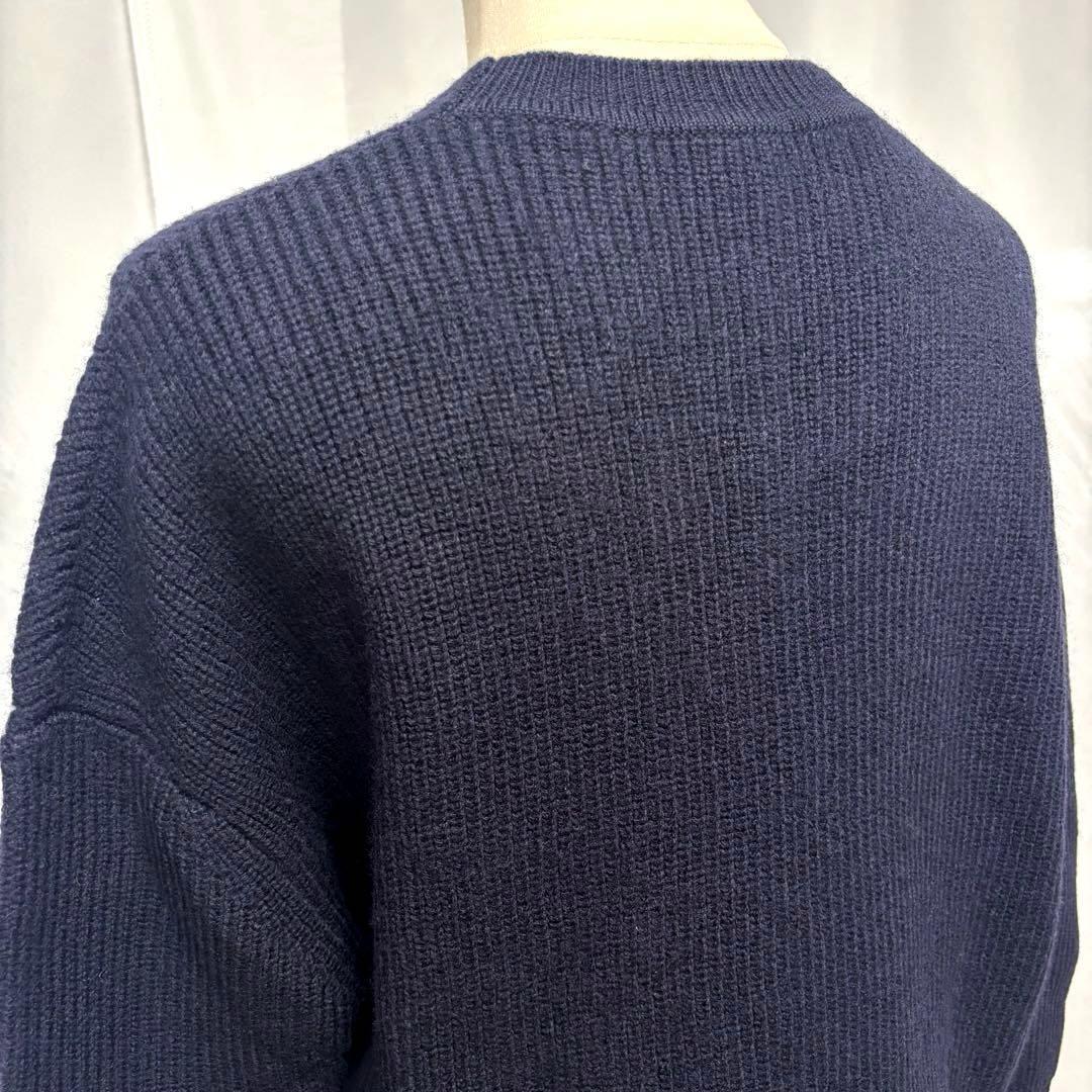 マカフィー 長袖 ニット セーター トップス Vネック ウール ゆったり 濃紺S_画像7