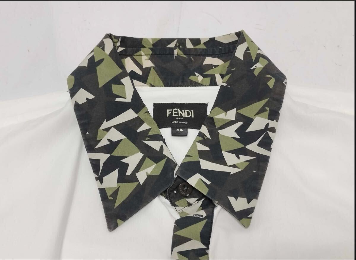 FENDI Fendi переключатель дизайн логотипа рубашка белый 39 камуфляж geo me Trick рубашка с длинным рукавом 