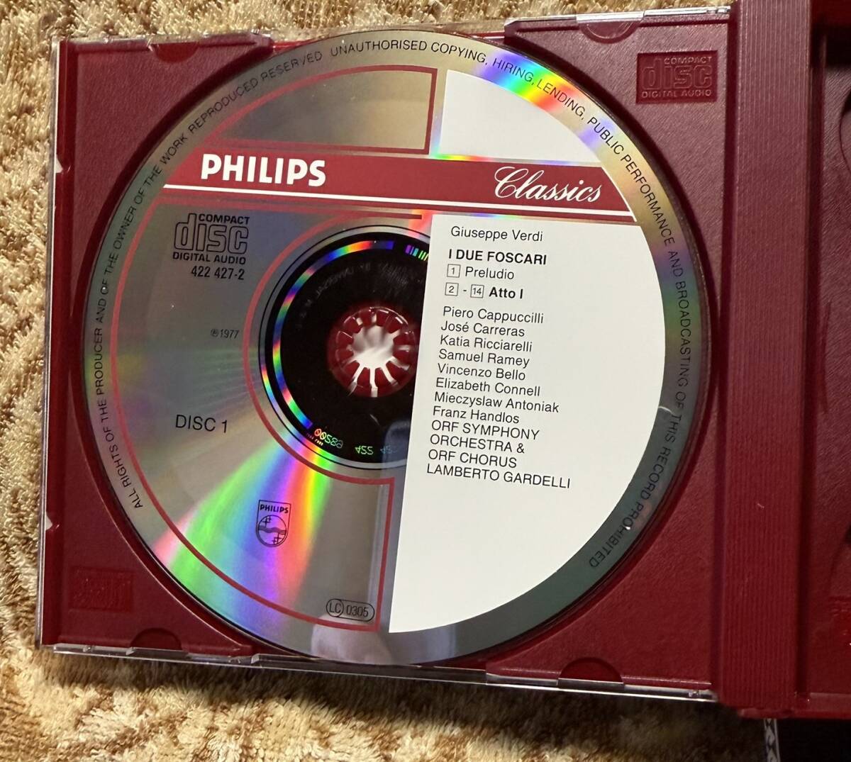CD●ランベルト・ガルデッリ　ホセ・カレーラス　カティア・リッチャレッリ●ヴェルディ　歌劇「二人のフォスカリ」【UCCP-3033/4】２枚組_画像6