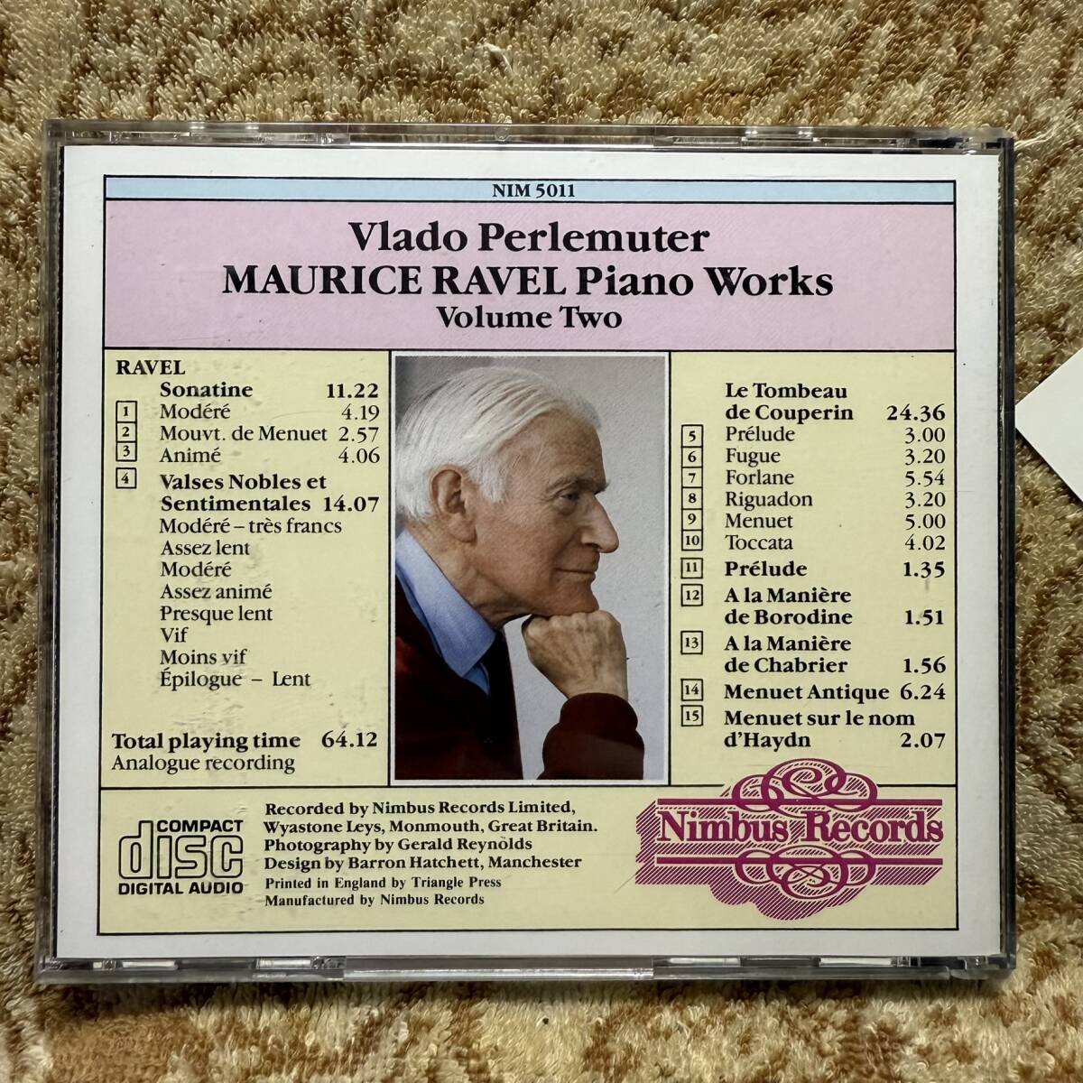 CD●ヴラド・ペルルミュテール●ラヴェル「ピアノ作品全集 vol.2」【32CD-3123 (NIM-5011) ニンバス】_画像3