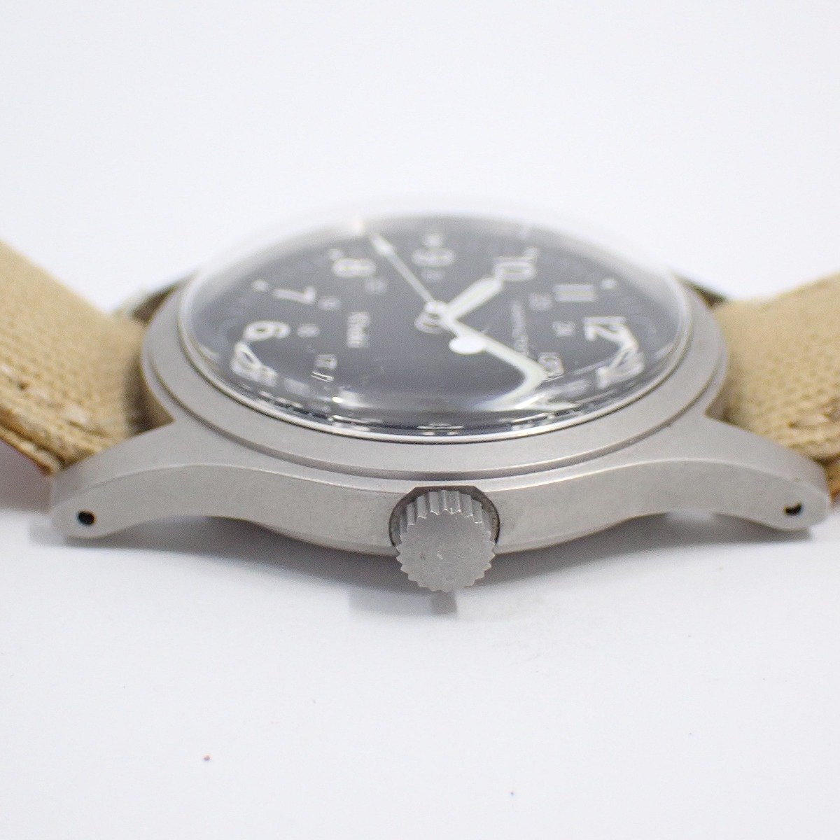 ハミルトン カーキ 手巻き メンズ 腕時計 黒文字盤 純正ベルト 9415A【いおき質店】_画像7