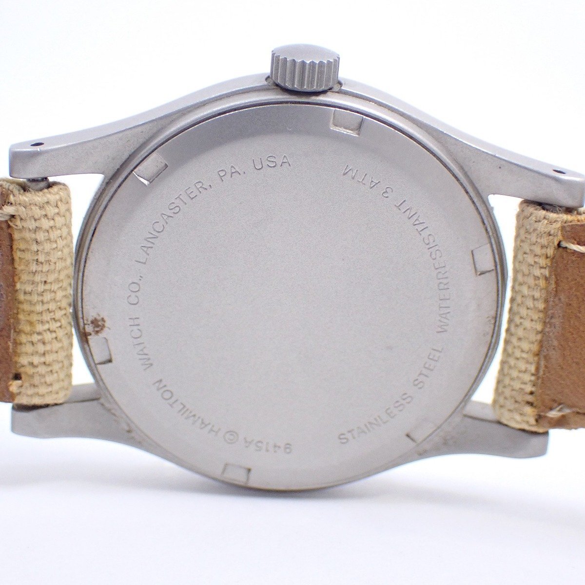 ハミルトン カーキ 手巻き メンズ 腕時計 黒文字盤 純正ベルト 9415A【いおき質店】_画像9