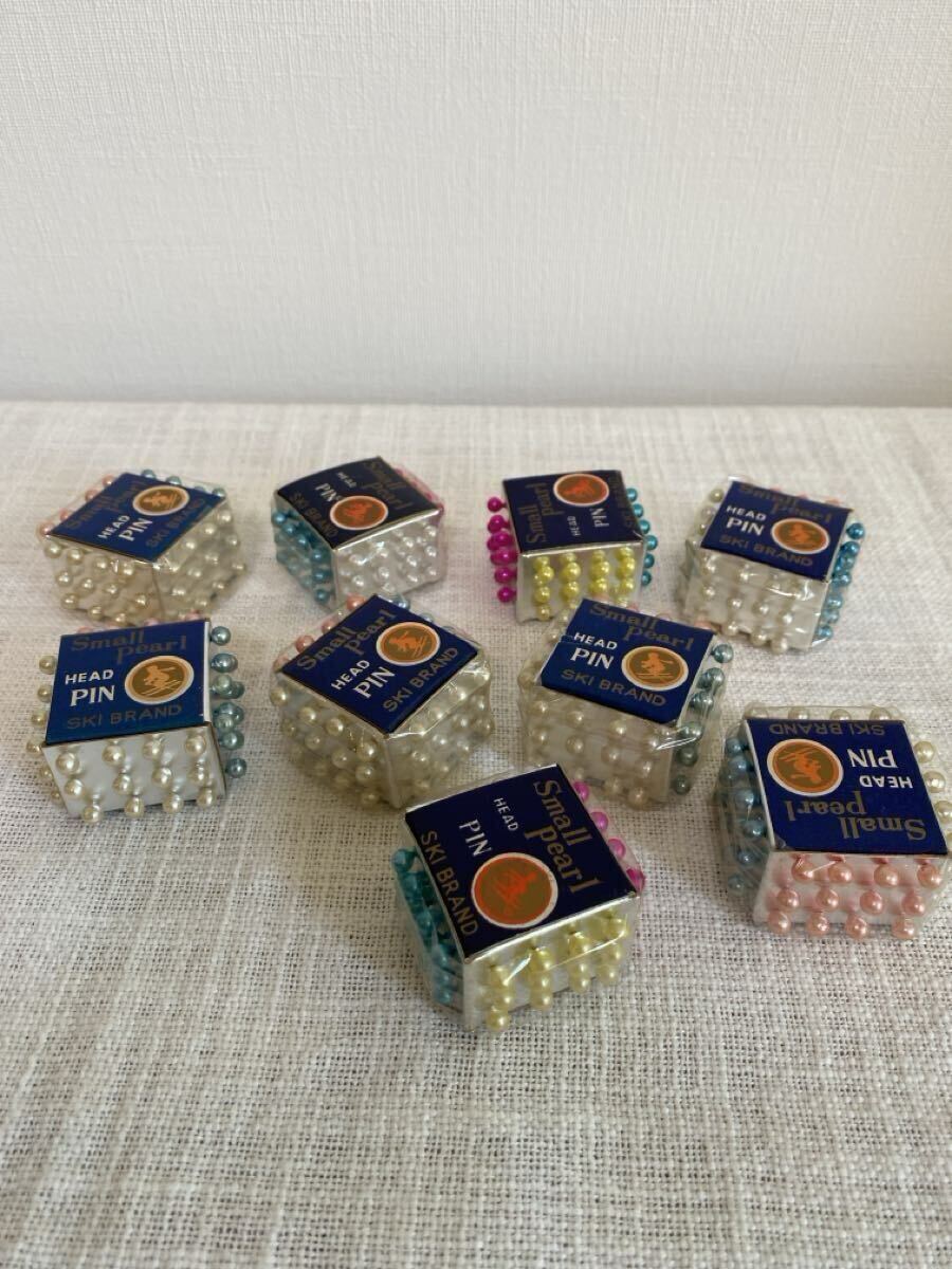 昭和レトロ　スキー印　Small pearl まち針　9ヶ　SKI BRAND スモールパール　当時物 _画像1