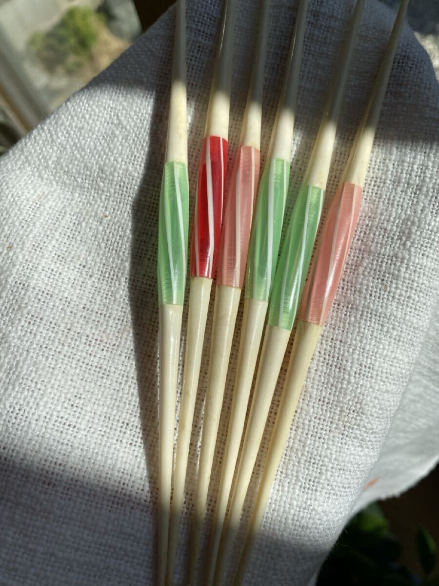 昭和レトロ　スキー　編針　３色　6本セット　4本は針入り　キャンディ色　プラスチック_画像6