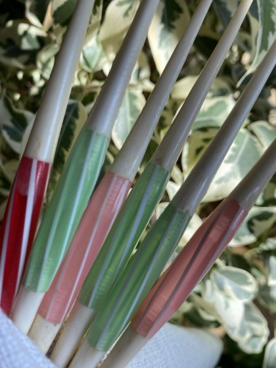 昭和レトロ　スキー　編針　３色　6本セット　4本は針入り　キャンディ色　プラスチック_画像8