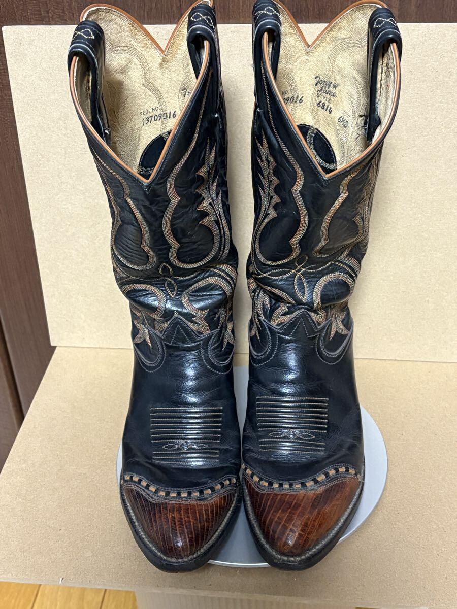 【至高の逸品★MADE IN U.S.A.】Tony Lama トニーラマ 6814 ビンテージ ウエスタンブーツ リザードトゥ 黒 6 1/2 D (24.5-25cm相当)_画像3