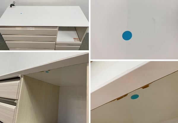 大川家具 キッチンカウンター 幅120 ハイグロスホワイト木目 フルスライドレール レンジ台 食器棚 カウンター 中古 店頭引取歓迎 R10233_画像2