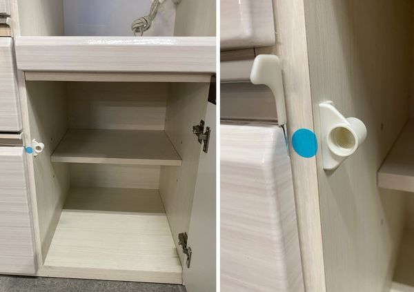 大川家具 キッチンカウンター 幅120 ハイグロスホワイト木目 フルスライドレール レンジ台 食器棚 カウンター 中古 店頭引取歓迎 R10233_画像4