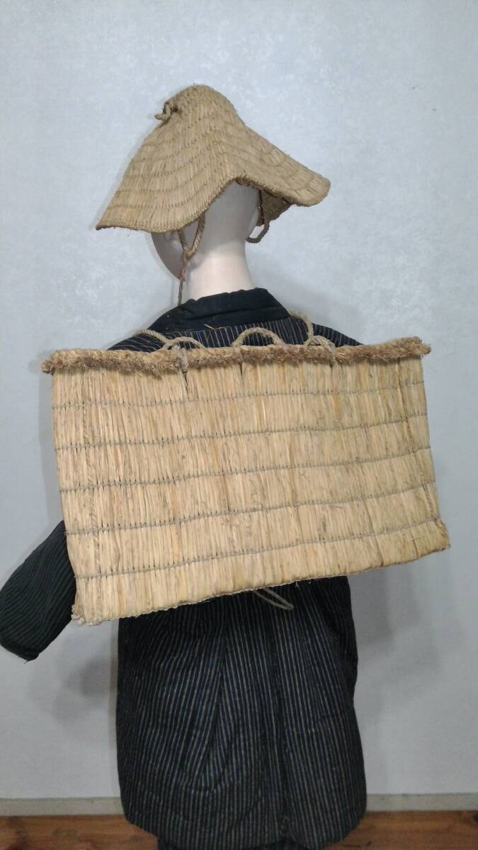 【時代屋】会津背負いカゴ　天然素材　山菜採り用　ワラビ　ゼンマイ　リメイク材　手提げ作り　(199)_画像8