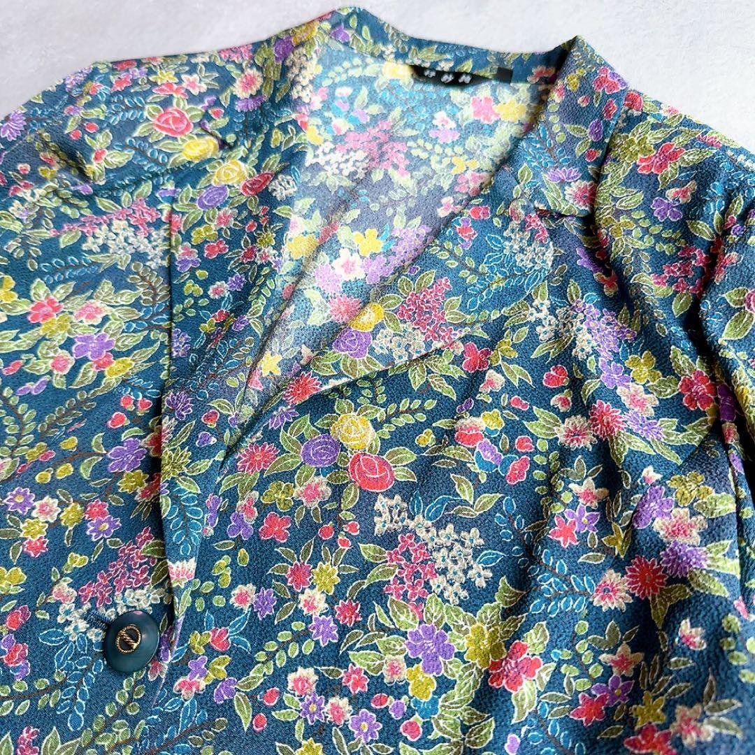 丹後ちりめん　タグ付　杼紗絢 総柄 和柄　ジャケット　レディースLL_画像4