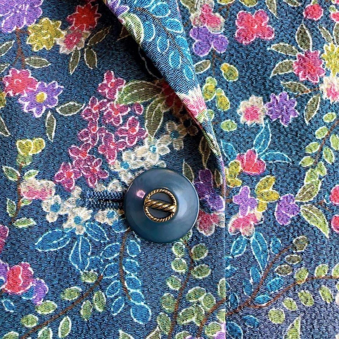 丹後ちりめん　タグ付　杼紗絢 総柄 和柄　ジャケット　レディースLL_画像5