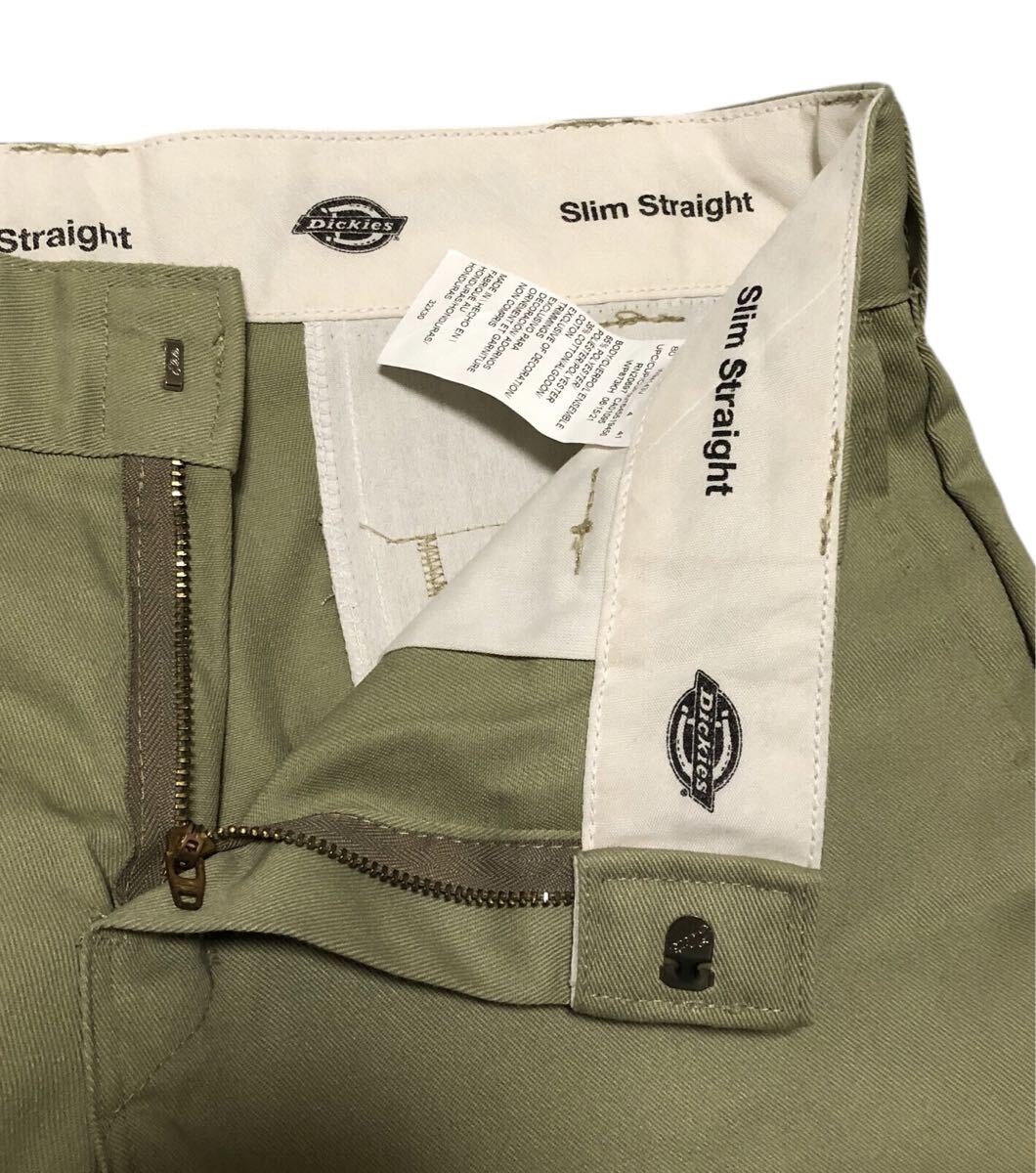 ■Dickies ディッキーズ■ラベルロゴワッペン Slim Straight ワークパンツ チノパン ベージュ 32×30_画像5