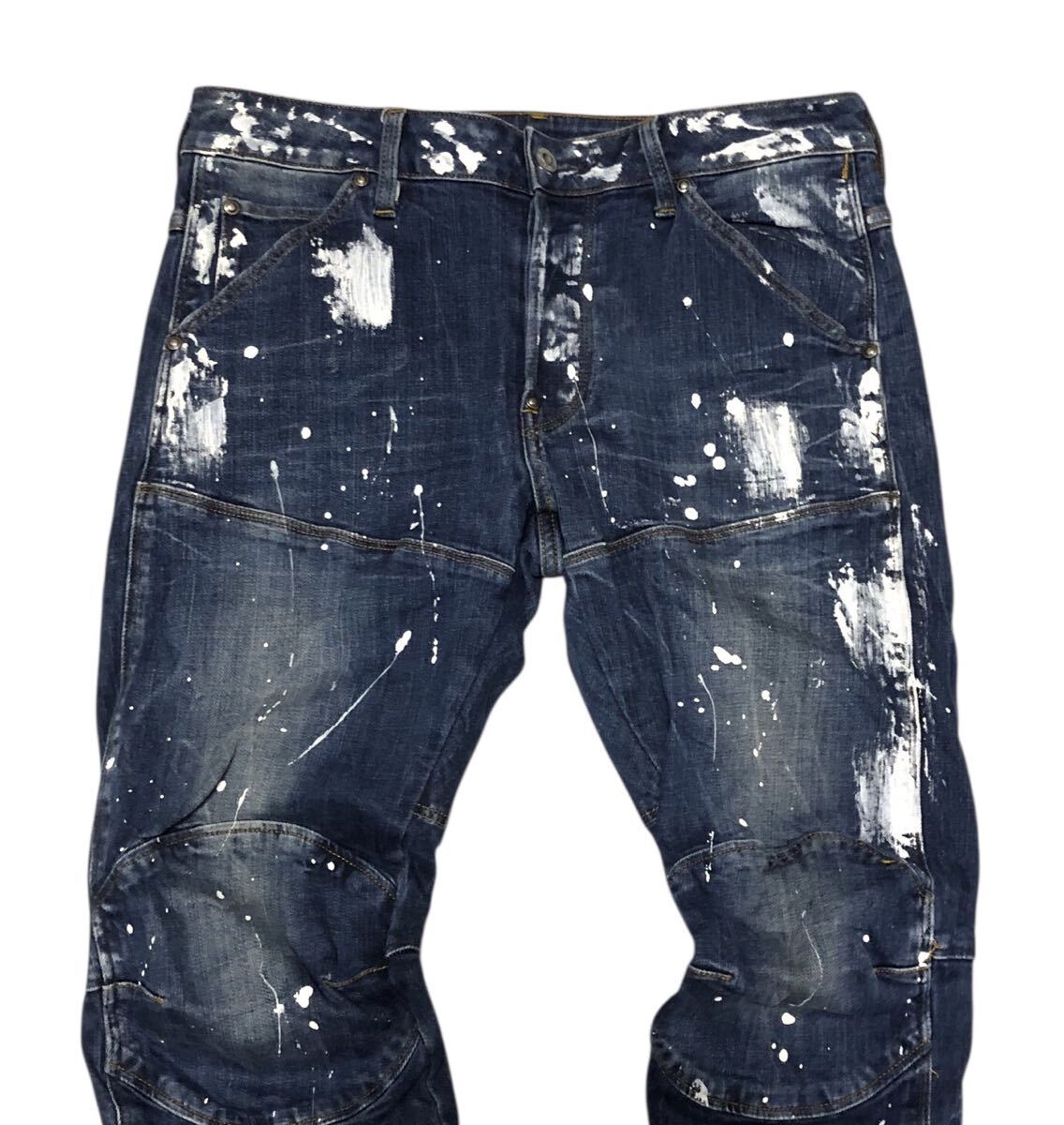 ■G-STAR RAW ジースター ロゥ■5620 3D SLIM 色落ち ペイント加工 立体裁断 ストレッチ デニム ジーンズ W29L30_画像2