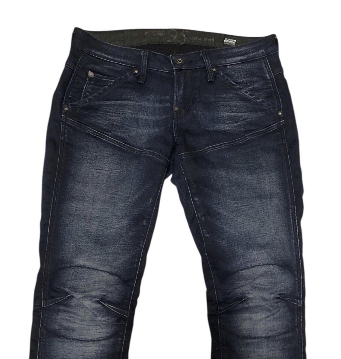 ■G-STAR RAW ジースター ロゥ■5620 HERITAGE DNBRO TAPERED WMN 96刺繍 色落ち加工 ストレッチ デニム ジーンズ W27L30_画像2