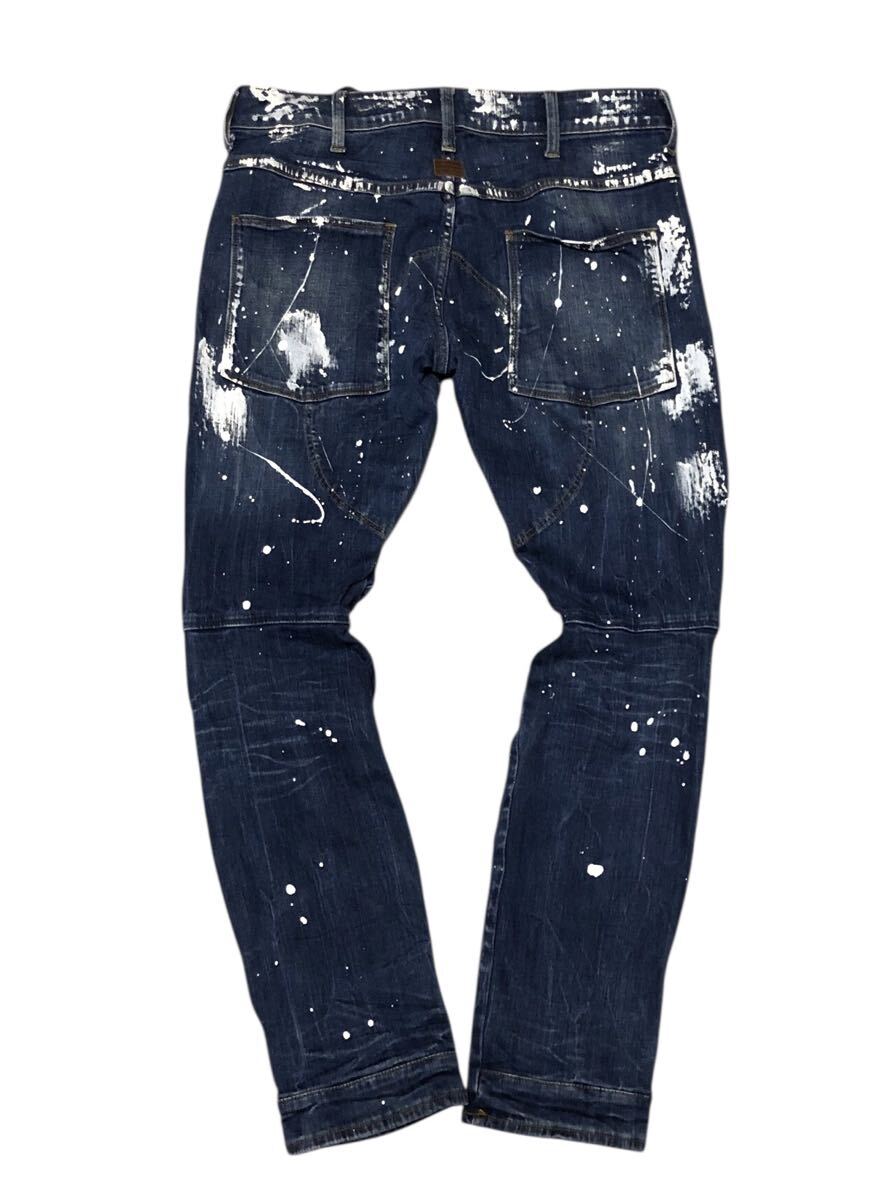 ■G-STAR RAW ジースター ロゥ■5620 3D SLIM 色落ち ペイント加工 立体裁断 ストレッチ デニム ジーンズ W29L30_画像4