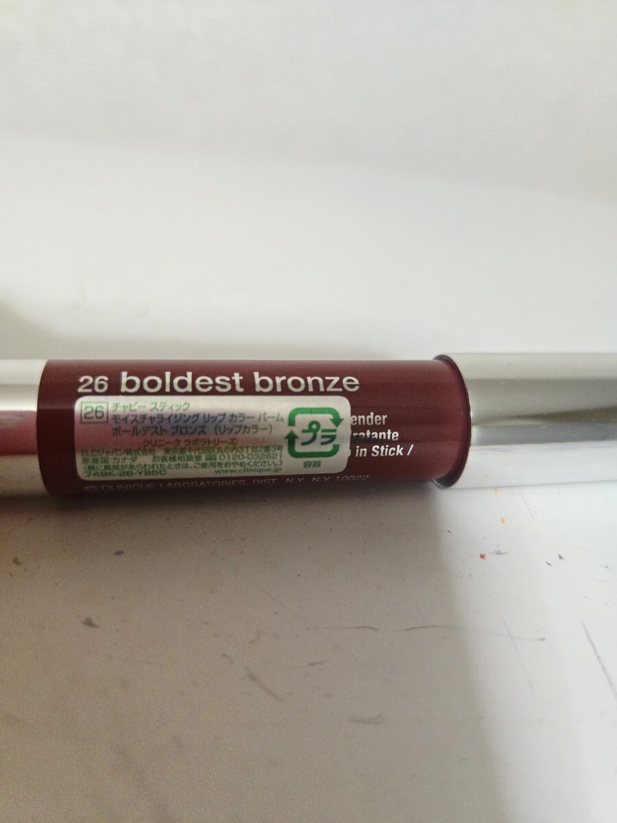 クリニーク チャビースティック モイスチャライジングリップカラーバーム 26ボールデストブロンズ ヌーディー 4400円 セレブ 未使用_画像4