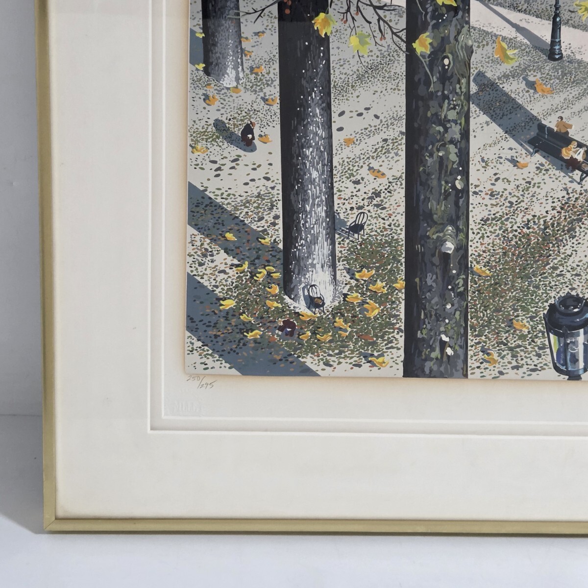 【A8954】ヒロ・ヤマガタ 即興詩人 The Poet シルクスクリーン 版画 限定 250/295 額装 ヤマガタ The Poet 公園の風景 真作_画像3