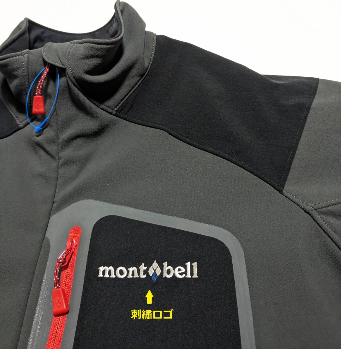 ほぼ未使用 モンベル 秋冬 ストレッチ ロッシュジャケット 防風/撥水/保温/運動性 ソフトシェルジャケット ブルゾン アウター メンズM_画像4