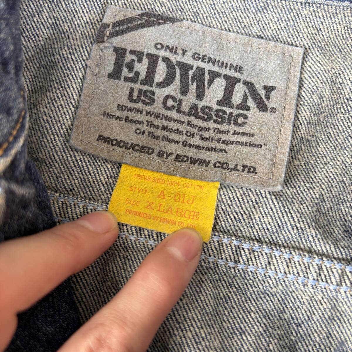 ◆30/EDWIN エドウィン/デニムジャケット/ジージャン/A‐01J/サイズ XL/ヴィンテージ_画像2