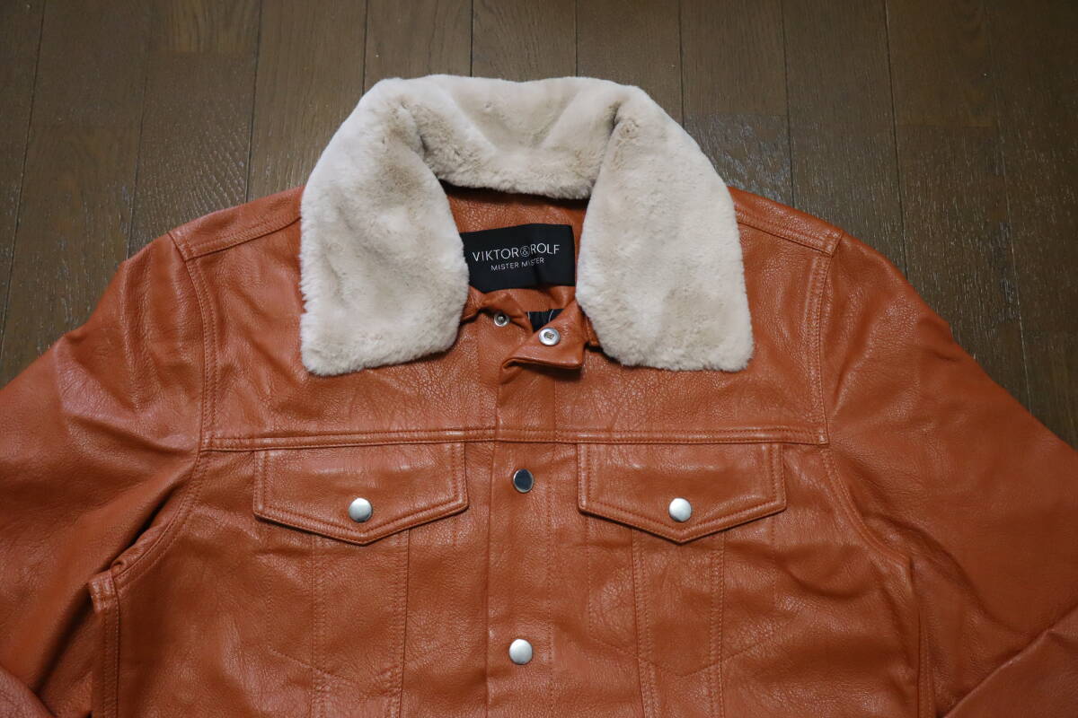 ☆VIKTOR & ROLF/ヴィクターアンドロルフ☆未使用 1円スタート!!アムステルダム フェイクレザーファージャケット サイズ:L アウター_画像5
