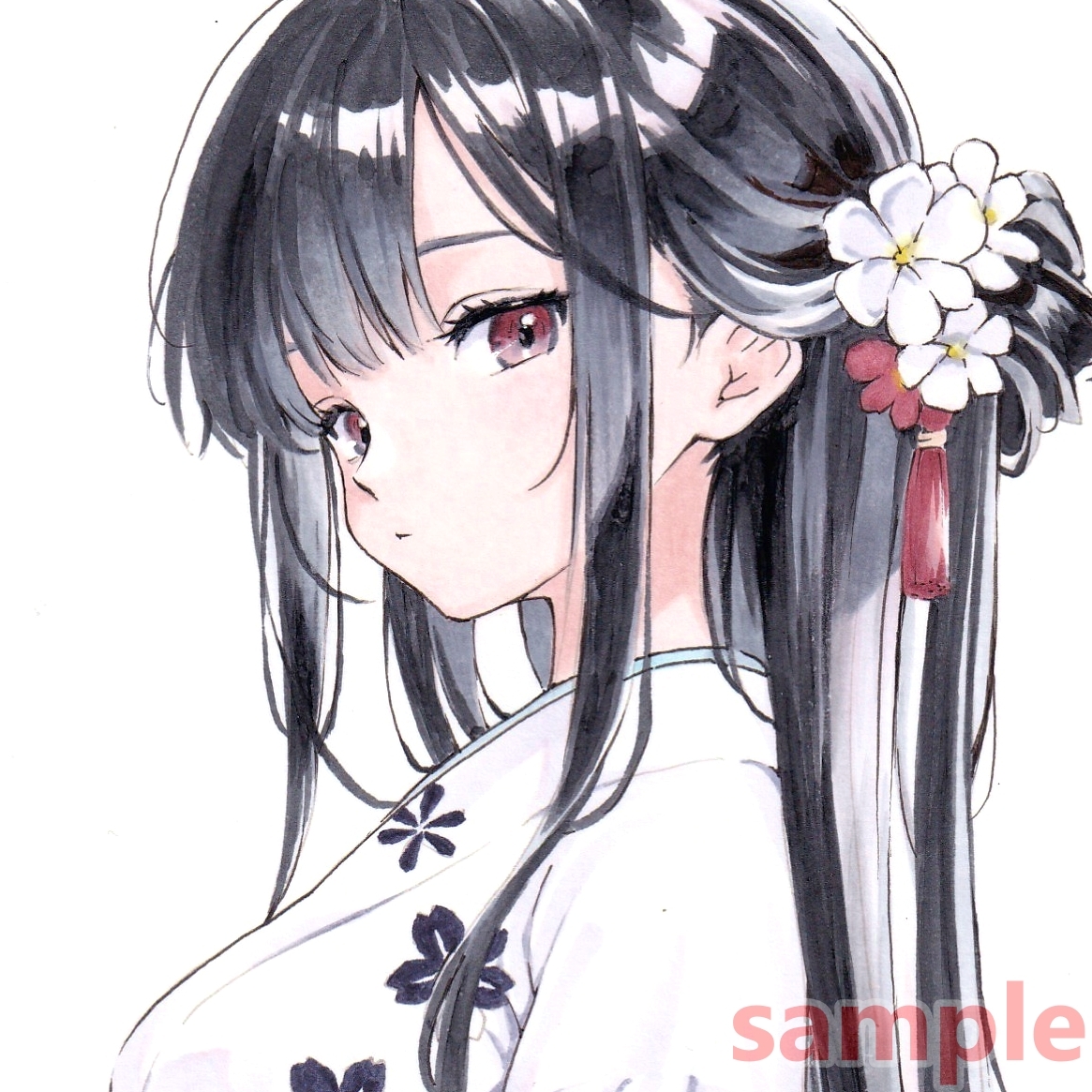 [A4 ручные иллюстрации ] кимоно прекрасный девушка японский костюм меч оригинал симпатичный аналог цвет исходная картина один пункт было использовано 