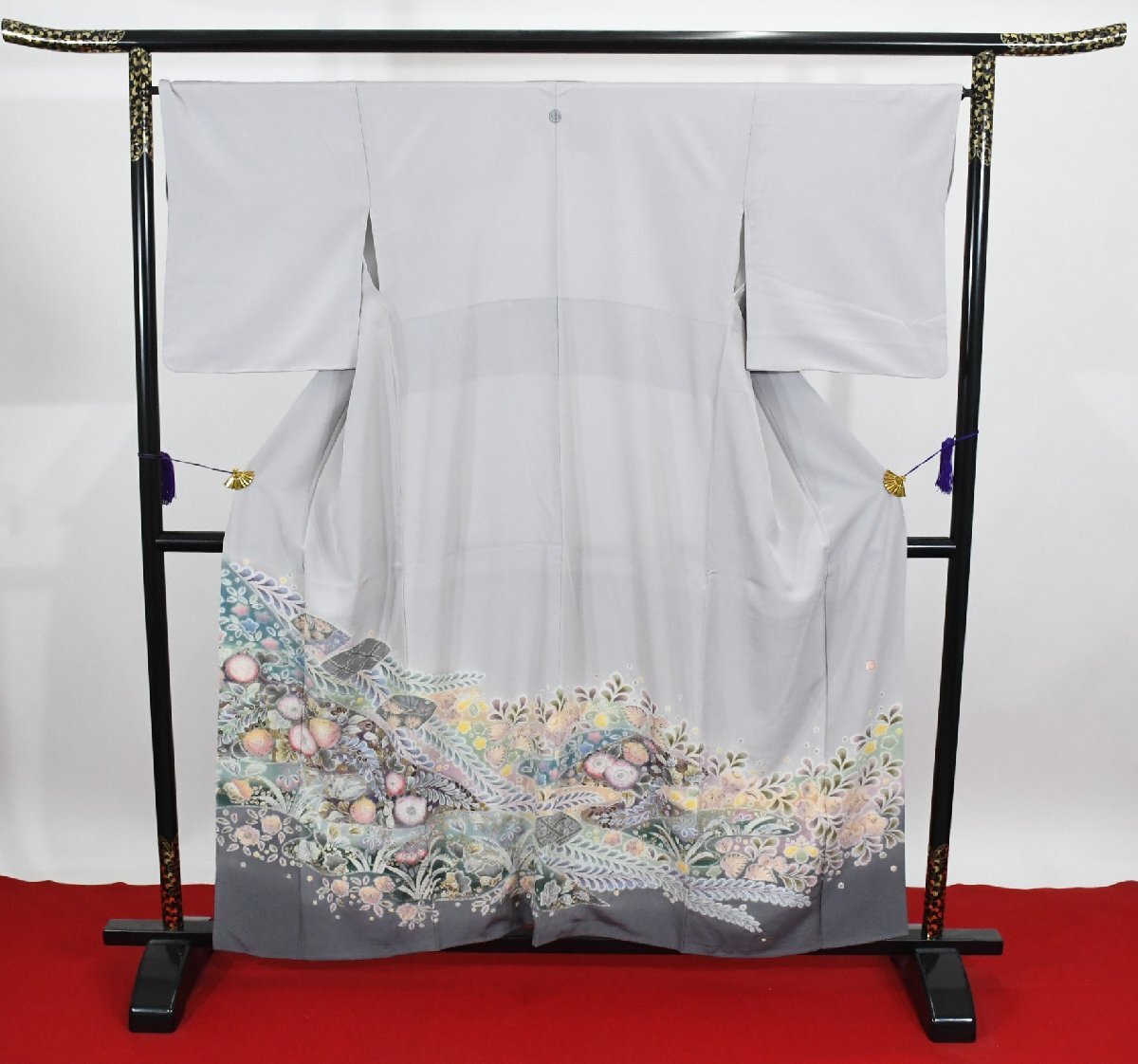 色留袖 結婚式 辻が花 花 金彩 染 絞り 正絹 絹 ちりめん 縮緬 泰常 作家 リメイク素材 身丈150cm 裄丈66.5cm ★着物 ｔ-2373 桜庭呉服店_画像1