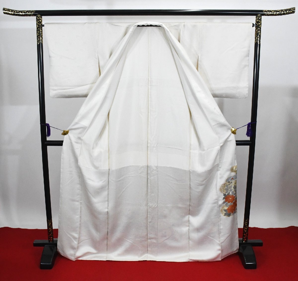 色留袖 家紋 結婚式 金彩 城 風景 花 身丈163cm 裄丈66cm ★着物ｔ-2404 桜庭呉服店_画像8