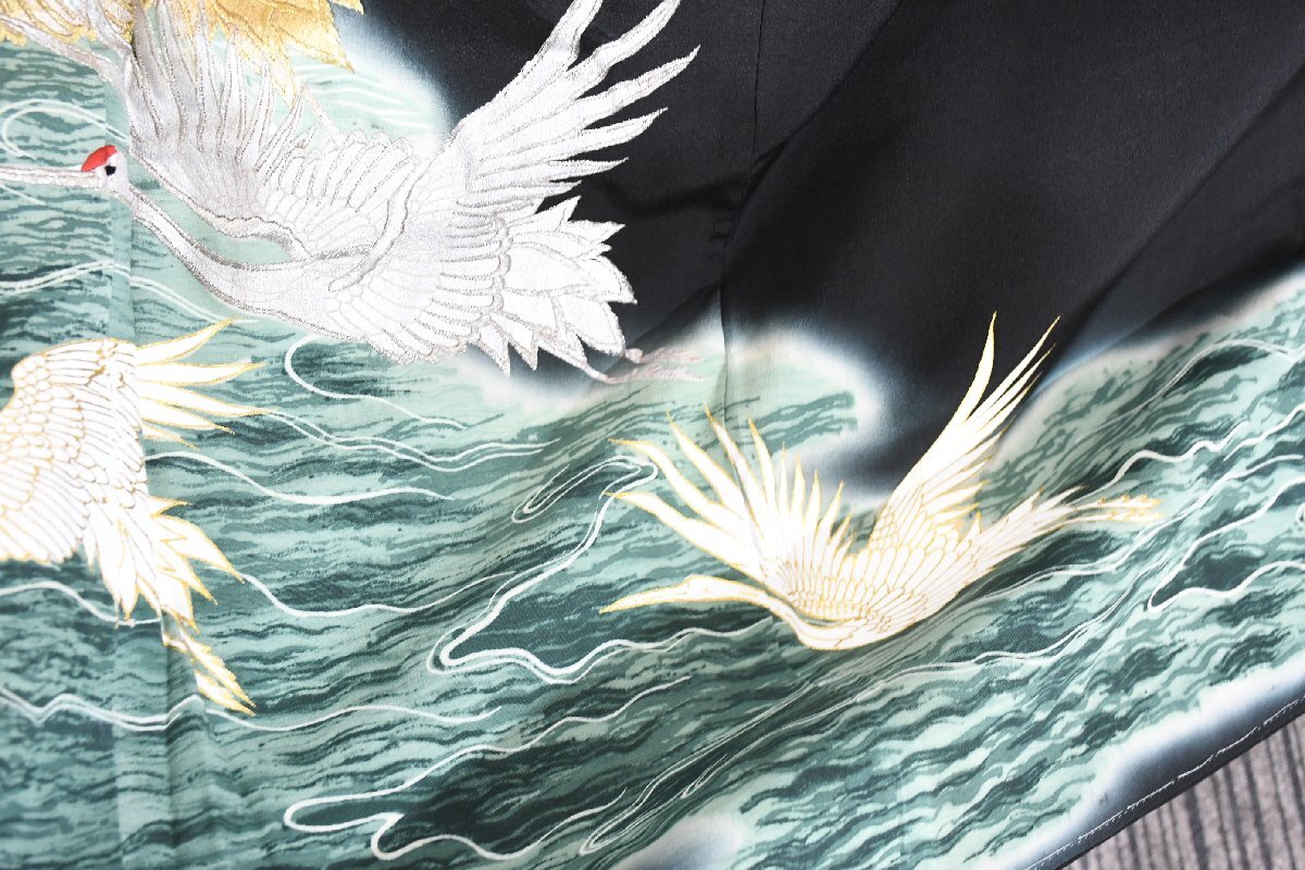 黒留袖 結婚式 金彩 舞鶴 大海 身丈155cm 裄丈63cm ★着物 e-1438 桜庭呉服店_画像5