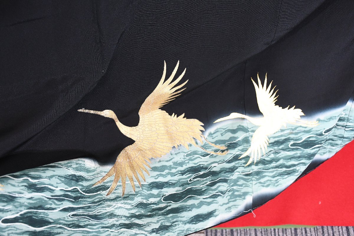 黒留袖 結婚式 金彩 舞鶴 大海 身丈155cm 裄丈63cm ★着物 e-1438 桜庭呉服店_画像6