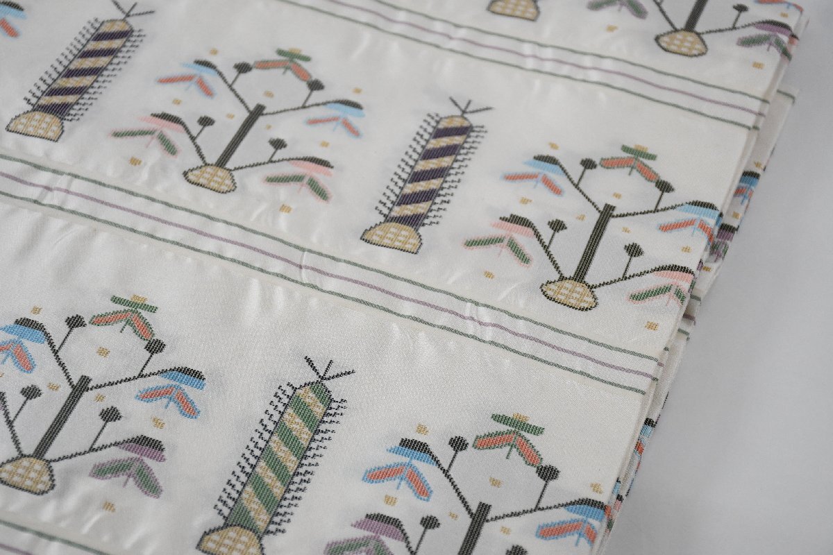 名古屋帯 唐花文様 葉 花 帯丈376cm ★着物屋 ne-16508 桜庭呉服店_画像4