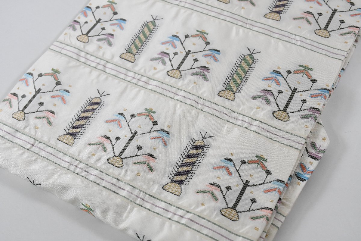 名古屋帯 唐花文様 葉 花 帯丈376cm ★着物屋 ne-16508 桜庭呉服店_画像5