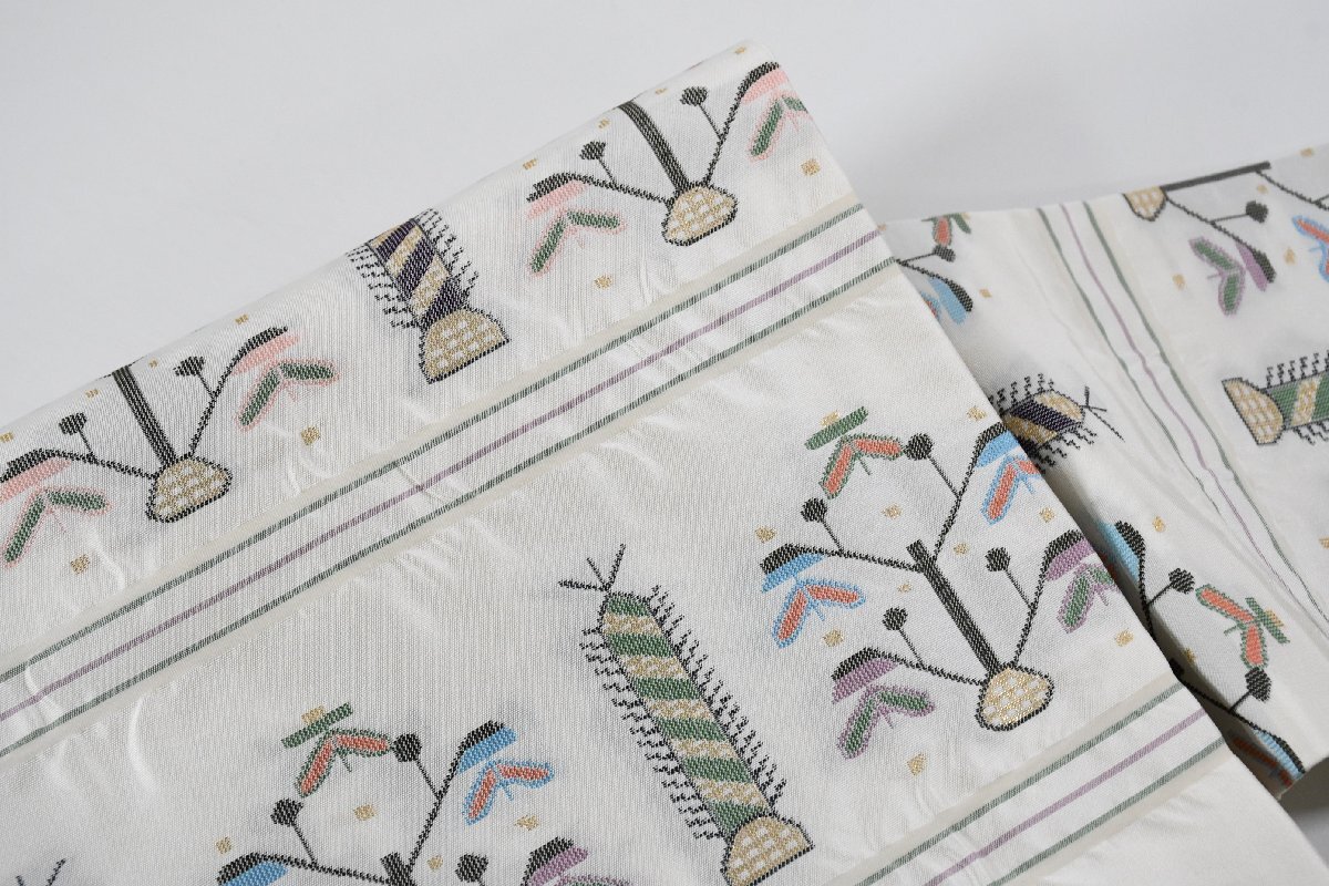 名古屋帯 唐花文様 葉 花 帯丈376cm ★着物屋 ne-16508 桜庭呉服店_画像10