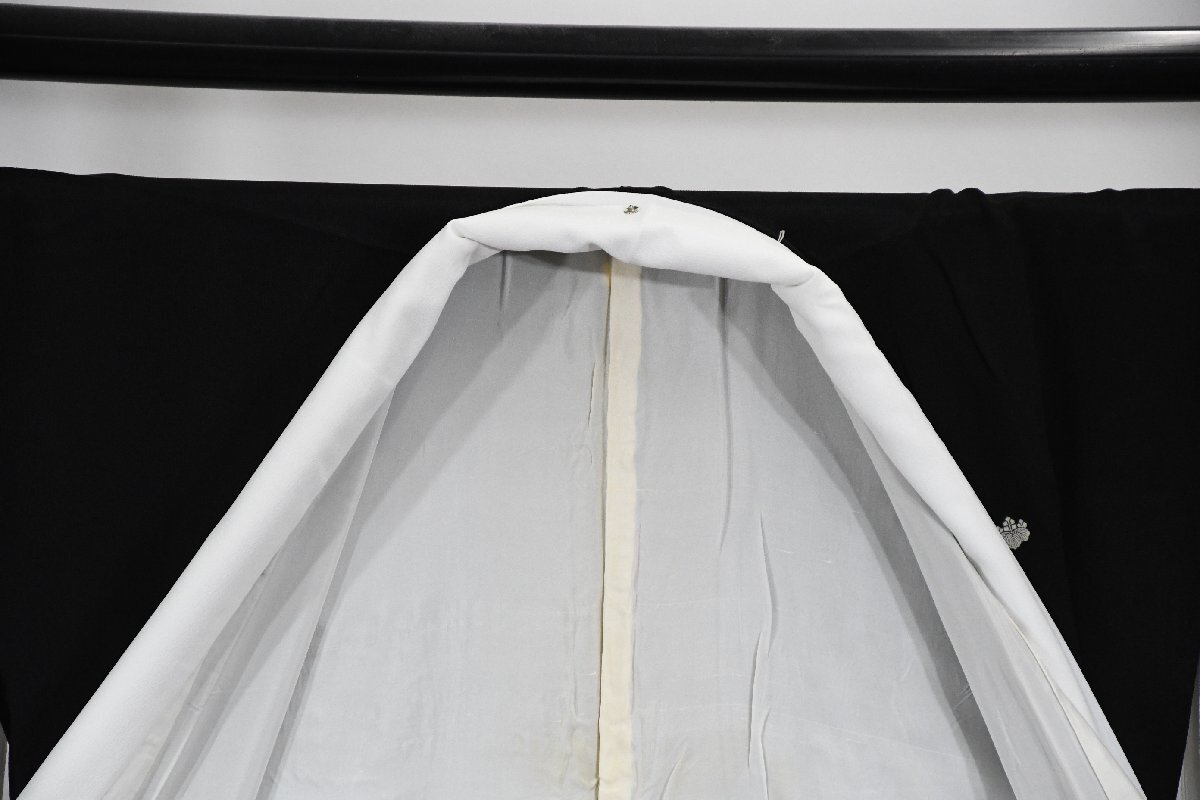 黒留袖 結婚式 鏡文 銀彩 縮緬 身丈１４９cm 裄丈６４．５cm ★着物 e-１４４８ 桜庭呉服店_画像10